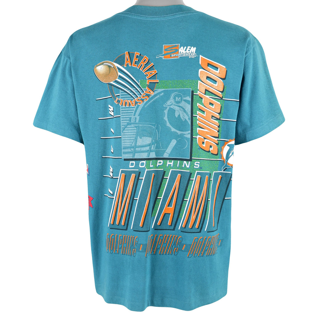 NFL (Salem) - Miami Dolphins Spell-Out T-Shirt 1992 Large Vintage Retro Football