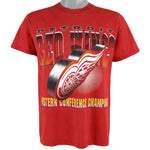 NHL (League Leader) - Detroit Red Wings Big Logo T-Shirt 1990s Medium Vintage Retro Hockey
