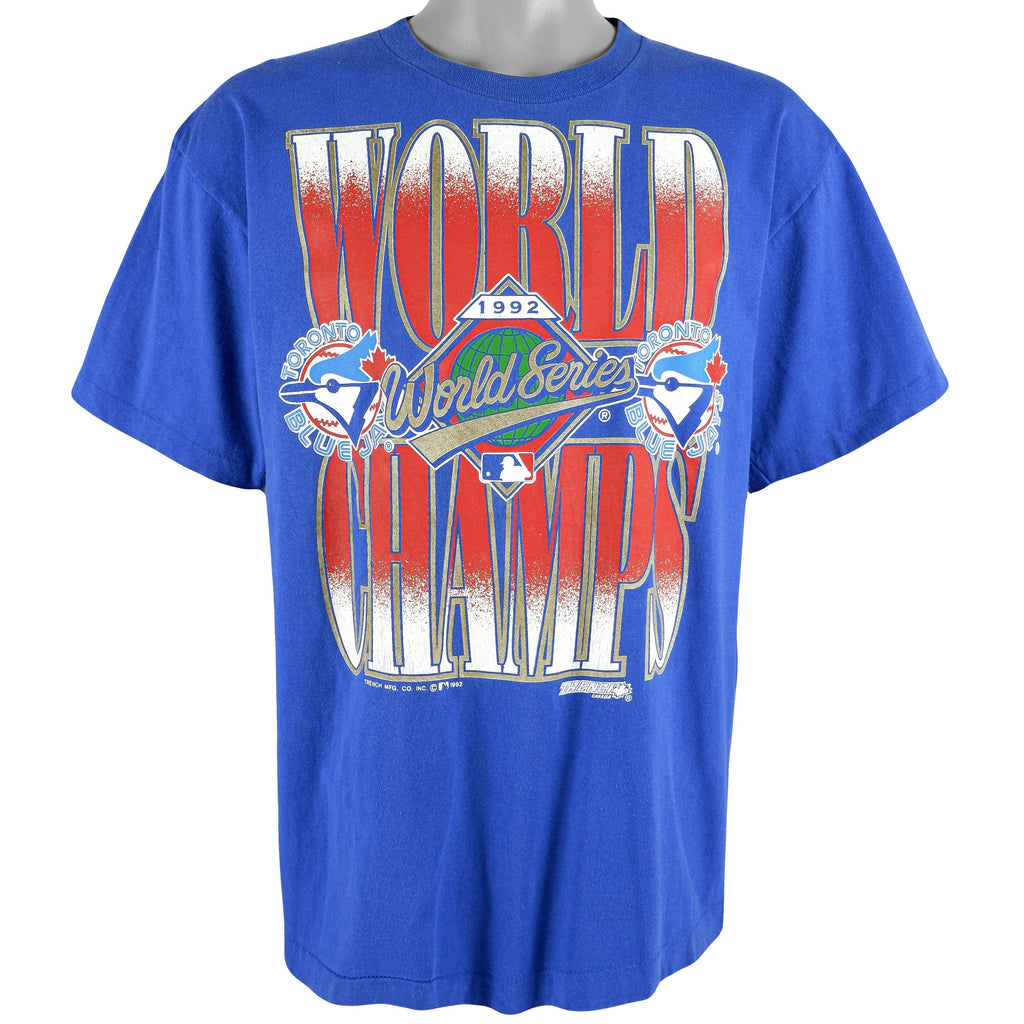 MLB (Trench) - Toronto Blue Jays Spell-Out T-Shirt 1992 X-Large Vintage Retro Baseball