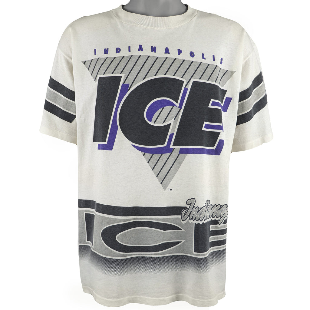 NHL (Salem) - Indianapolis Ice Spell-Out T-Shirt 1990s X-Large Vintage Retro Hockey
