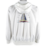 Lacoste - White Sailing Hooded Windbreaker 1990s Large Vintage Retro