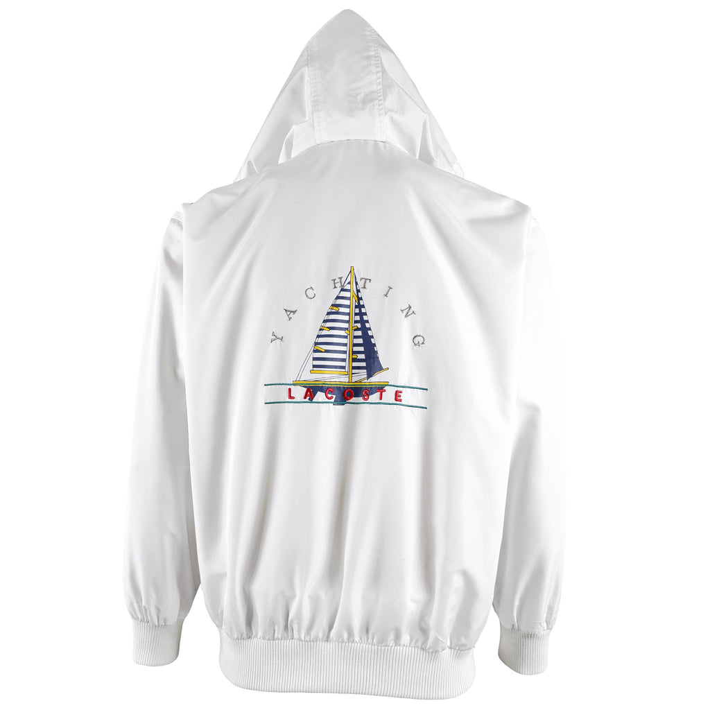 Lacoste - White Yachting Hooded Windbreaker 1990s Large Vintage Retro