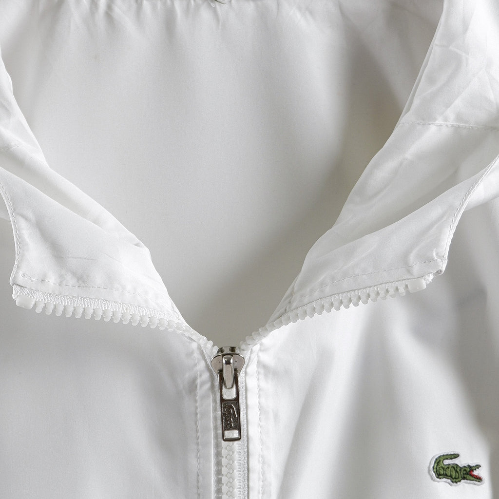 Lacoste - White Yachting Hooded Windbreaker 1990s Large Vintage Retro