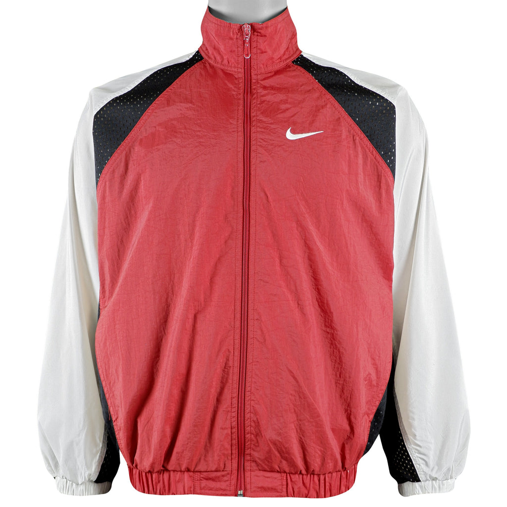Nike - Red with White Big Logo Windbreaker 1990s Medium Vintage Retro