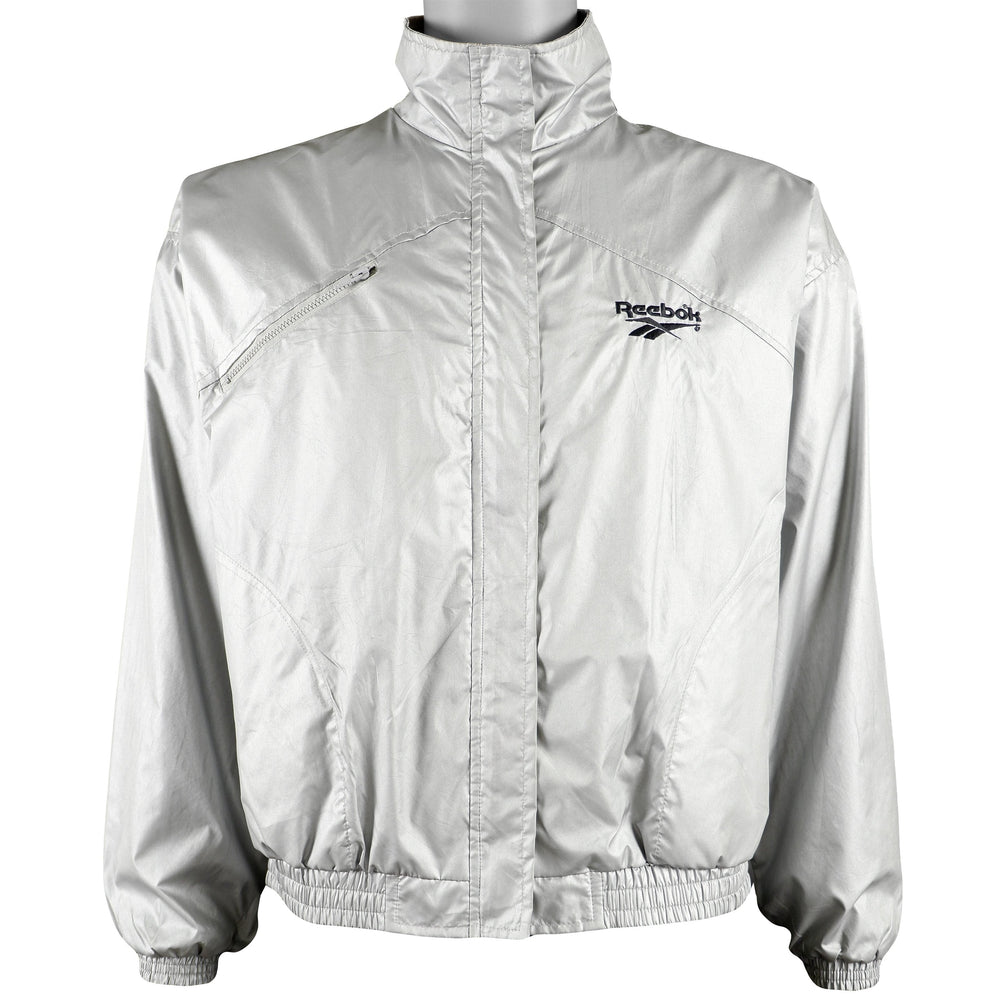 Reebok - Silver Windbreaker 1990s Medium Vintage Retro