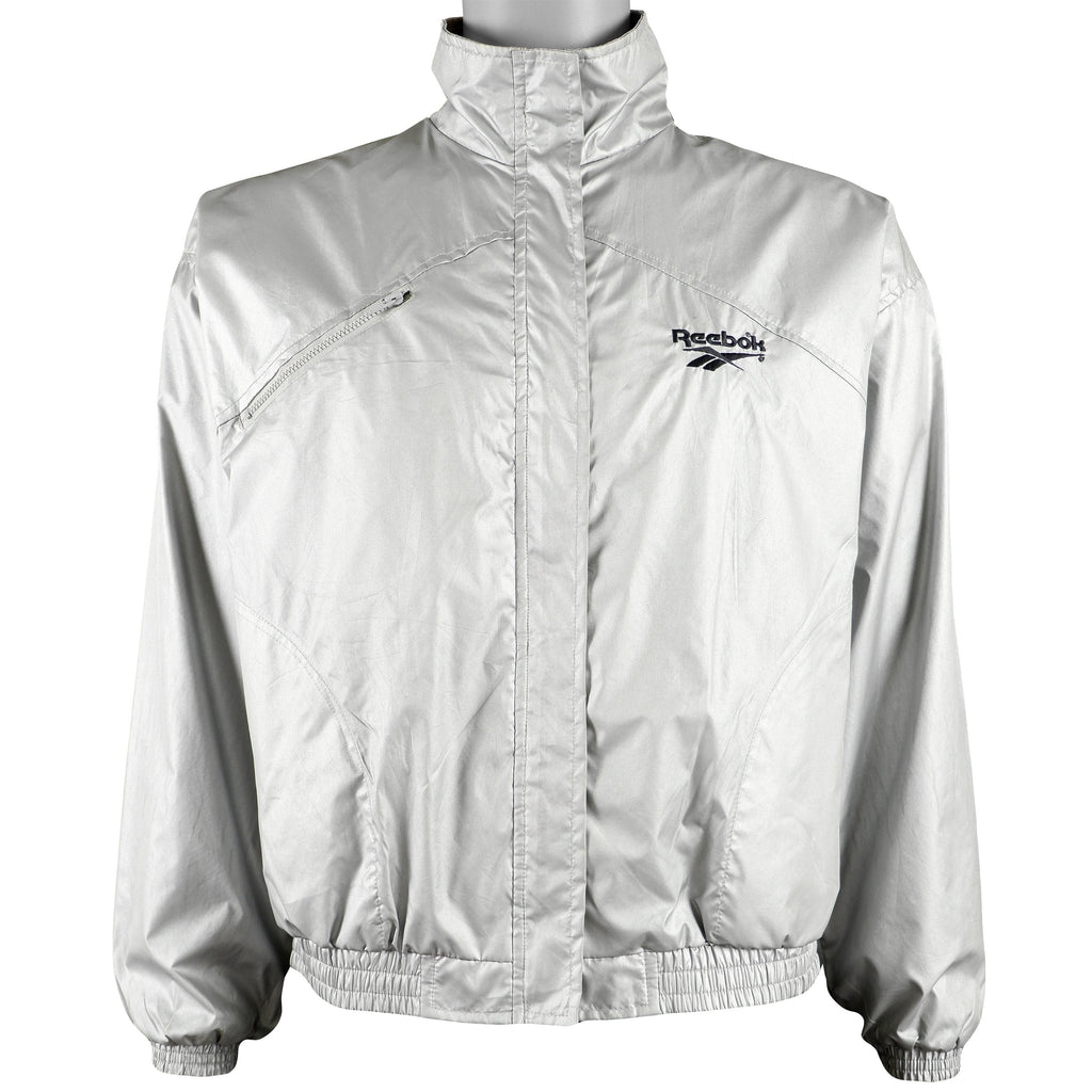 Reebok - Silver Windbreaker 1990s Medium Vintage Retro