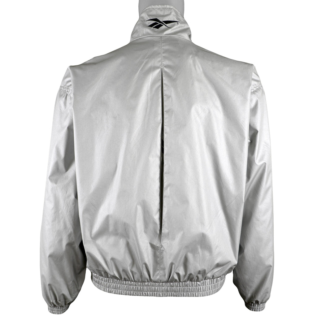 Reebok - Silver Windbreaker 1990s Medium Vintage Retro