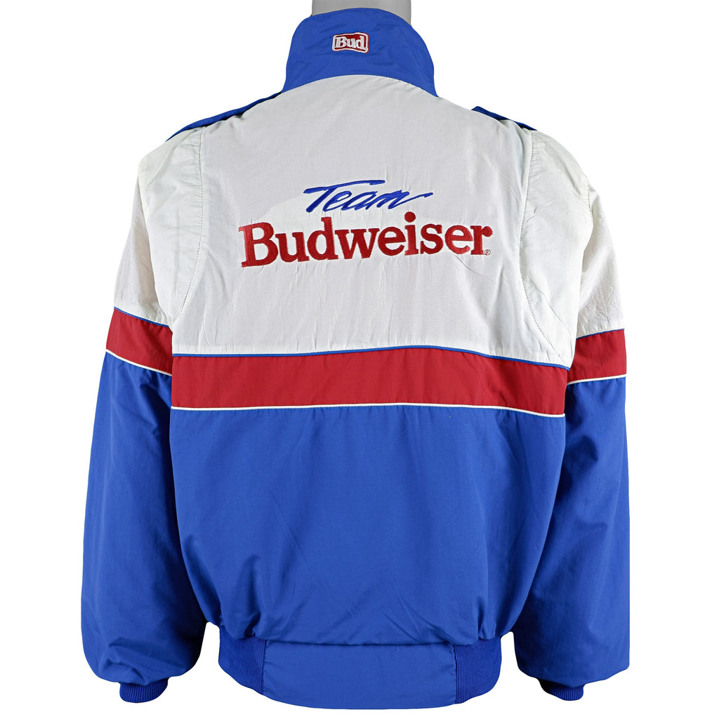 Vintage (Official Product) - White & Blue Team Budweiser Windbreaker 1990s Large Vintage Retro