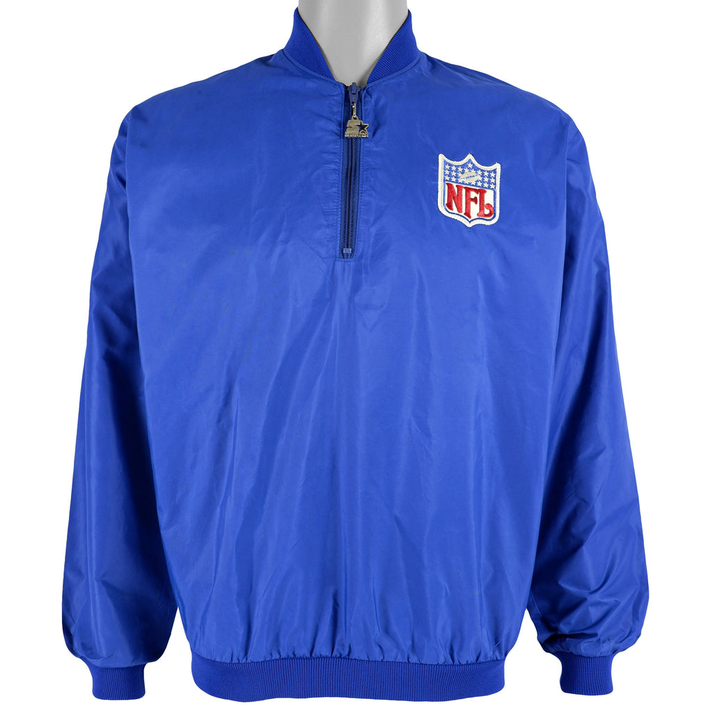 Starter - Blue NFL 1/4 Zip Windbreaker 1990s Medium Vintage Retro Football