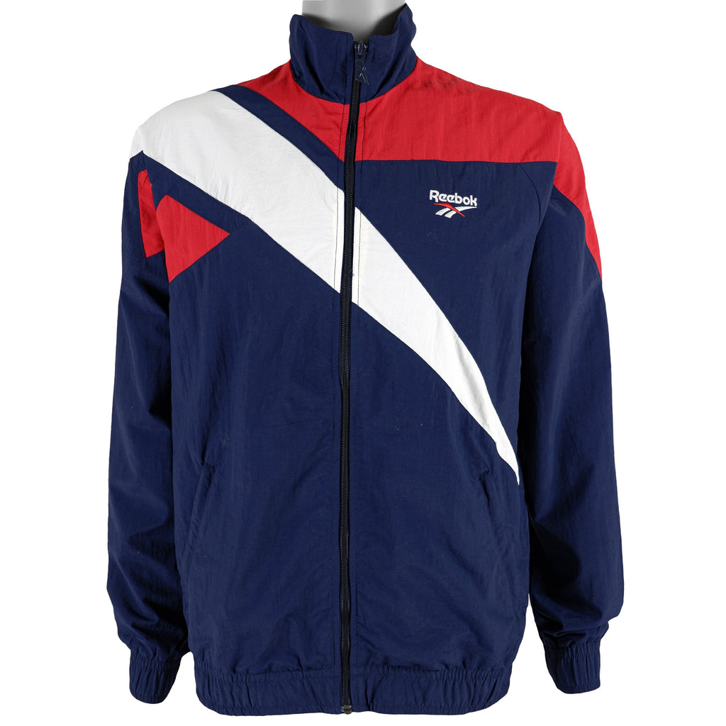 Reebok - Blue & White with Red Big Logo Jacket 1990s Large Vintage Retro