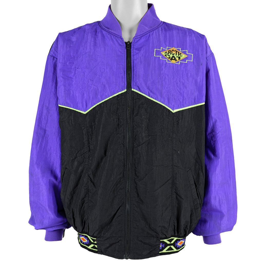 Vintage (Arcticwear) - Black & Purple Arctic Cat Windbreaker 1990s X-Large Vintage Retro