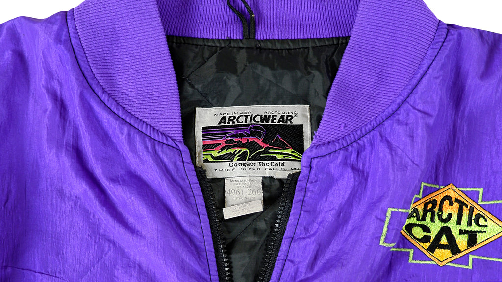 Vintage (Arcticwear) - Black & Purple Arctic Cat Windbreaker 1990s X-Large Vintage Retro