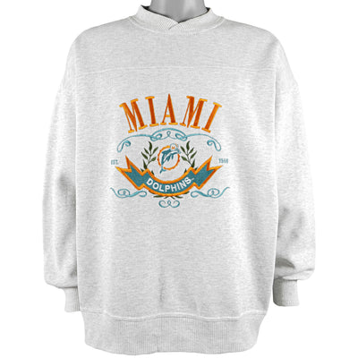 NFL (CS) - Miami Dolphins Embroidered Crew Neck Sweatshirt 1990s Large