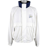 Nautica - White with Blue Classic Embroidered Jacket 1990s Large