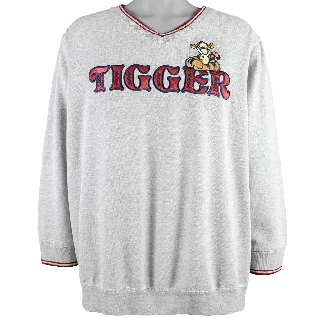 Disney - Grey Tigger Crew Neck Sweatshirt 1990s 3X-Large Vintage Retro