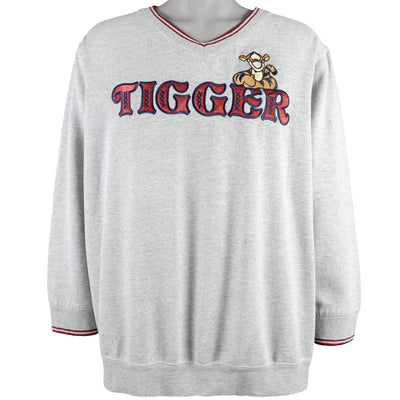 Disney - Grey Tigger Embroidered Sweatshirt 1990s 3X-Large