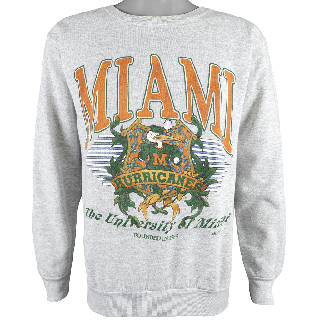 NCAA (Tultex) - Miami Hurricanes Spell-Out Sweatshirt 1990s Medium Vintage Retro Football College