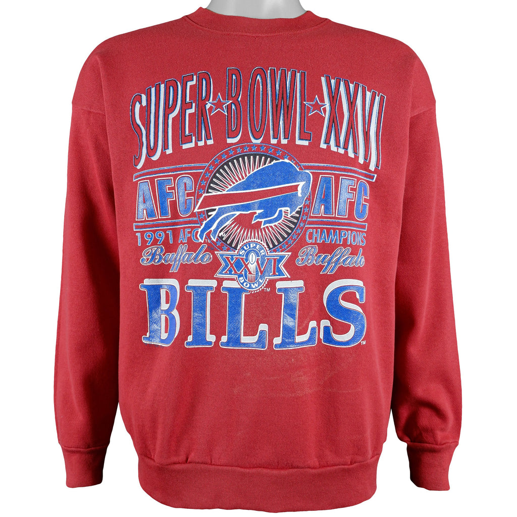 NFL (Tultex) - Buffalo Bills Spell-Out Sweatshirt 1991 Large Vintage Retro Football