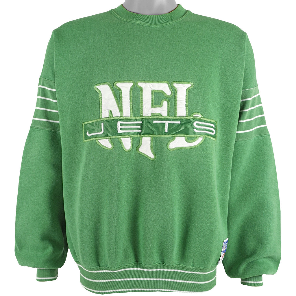NFL (Nutmeg) - New York Jets Crew Neck Sweatshirt 1990s Large Vintage Retro Football