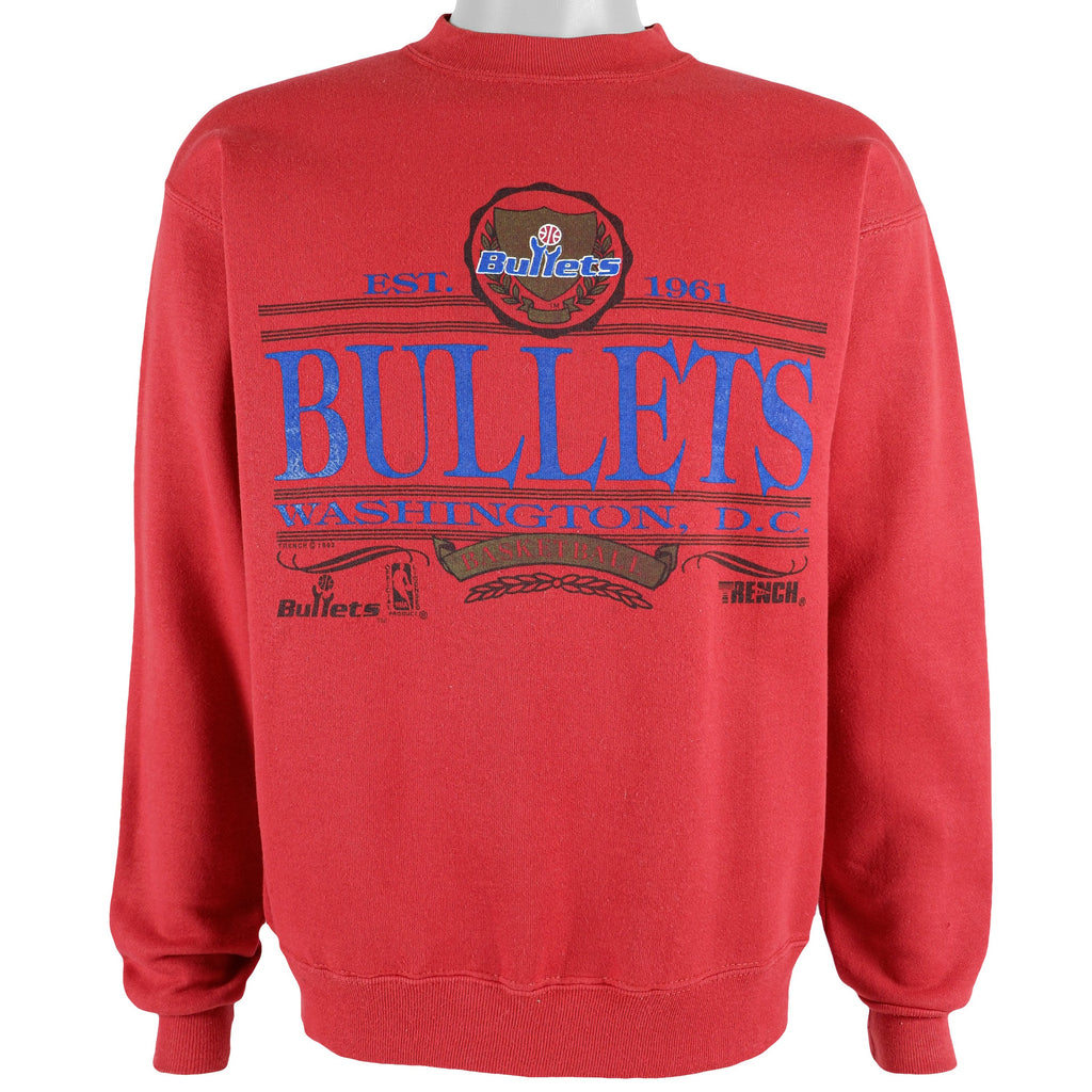 NBA (Trench) - Washington Bullets Crew Neck Sweatshirt 1992 Medium Vintage Retro Basketball