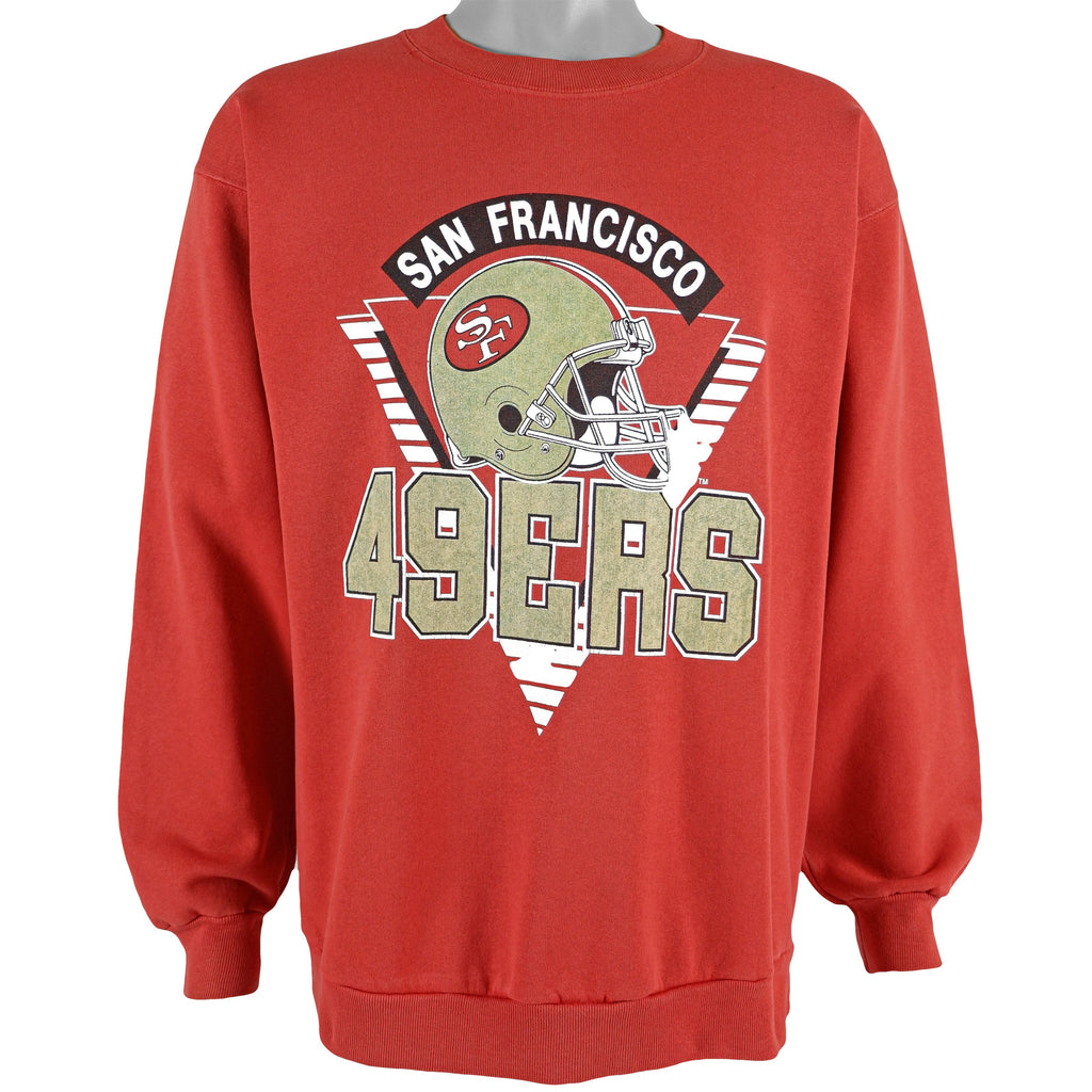 NFL (Trench) - San Francisco 49ers Spell-Out Sweatshirt 1990s Large Vintage Retro Football