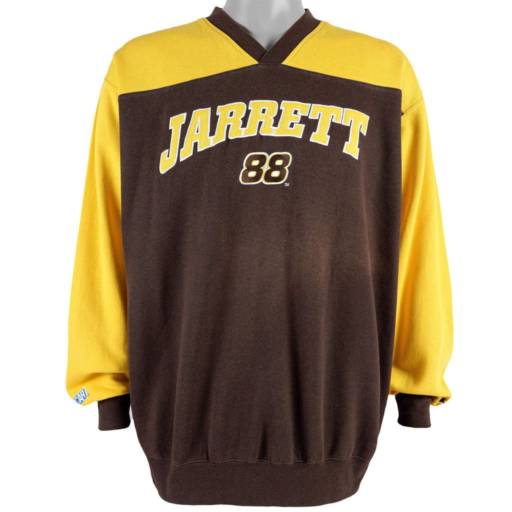 NASCAR (Chase) - Brown & Yellow Dale Jarrett #88 Sweatshirt 1990s X-Large Vintage Retro