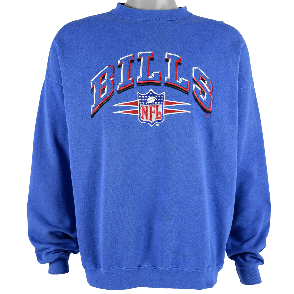 NFL (Logo Athletic) - Buffalo Bills Spell-Out Sweatshirt 1990s Large Vintage Retro Football