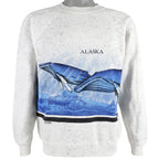 Vintage (Hanes) - Alaska - Whales Crew Neck Sweatshirt 1989 Medium Vintage Retro