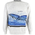 Vintage (Hanes) - Alaska - Whales Crew Neck Sweatshirt 1989 Medium Vintage Retro