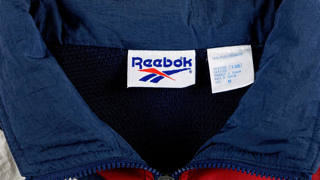 Reebok - Blue & White with Red Big Logo Jacket 1990s Medium Vintage Retro