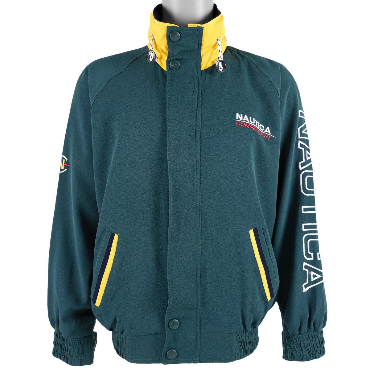 Nautica - Green Competition Spell-Out Jacket 1990s Large Vintage Retro