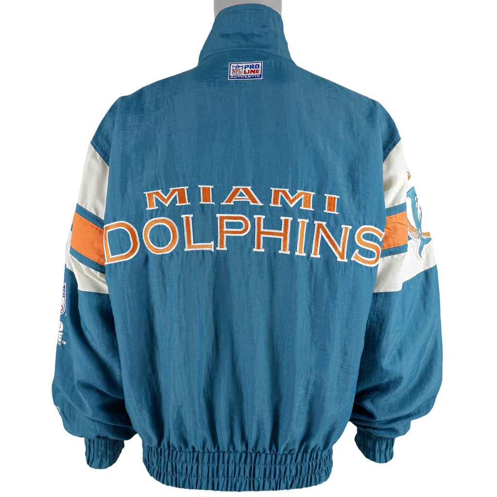 NFL (Logo Athletic) - Miami Dolphins Spell-Out Jacket 1990s Large Vintage Retro Football