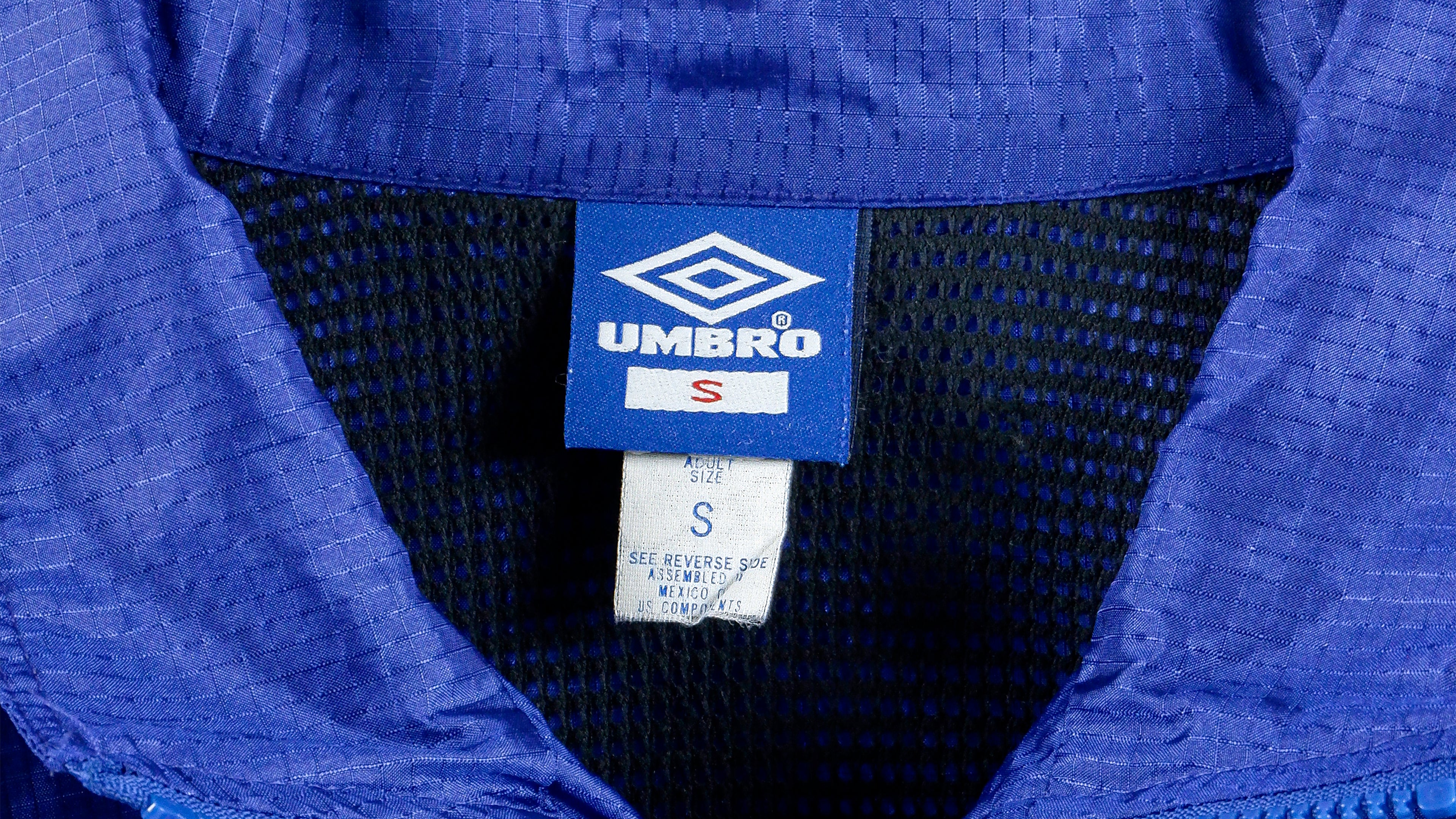 Umbro - Blue Spell-Out Windbreaker 1990s Medium Vintage Retro