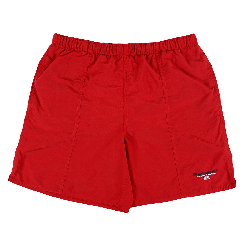 Polo (Ralph Lauren) - Red Track Shorts 1990s Medium Vintage Retro