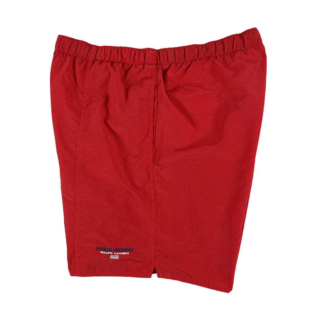 Polo (Ralph Lauren) - Red Track Shorts 1990s Medium Vintage Retro