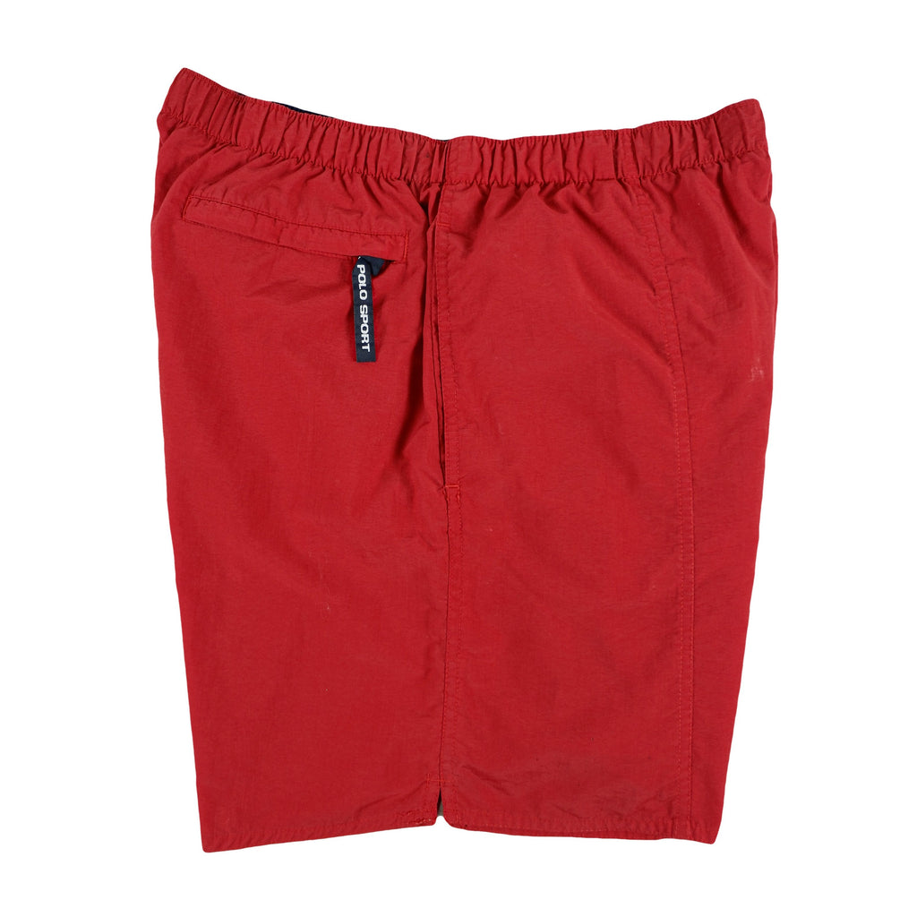 Polo (Ralph Lauren) - Red Track Shorts 1990s Medium Vintage Retro