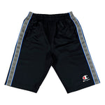 Champion - Black with Taped Logo Track Shorts 1990s Medium