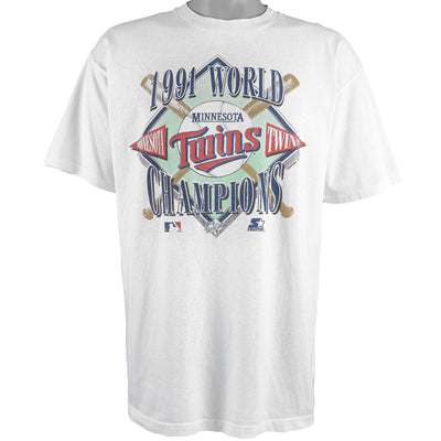 Starter - Minnesota Twins, World Champions Spell-Out T-Shirt 1991 Large