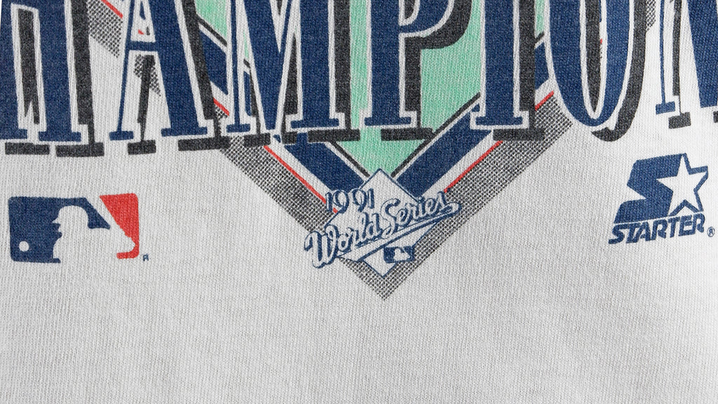 Starter - Minnesota Twins Spell-Out T-Shirt 1991 Large Vintage Retro Baseball