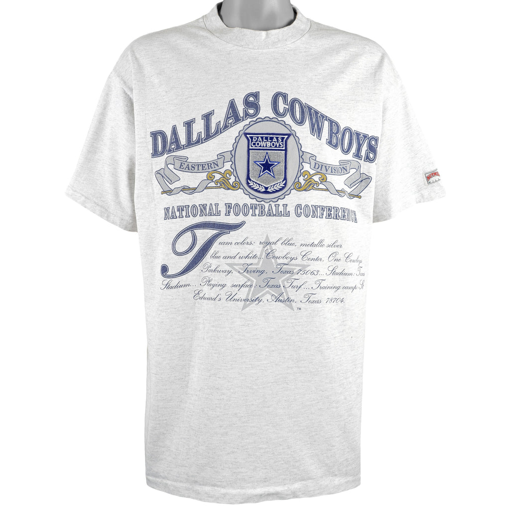 NFL (Nutmeg) - Dallas Cowboys Grey T-Shirt 1990s XX-Large Vintage Retro Football