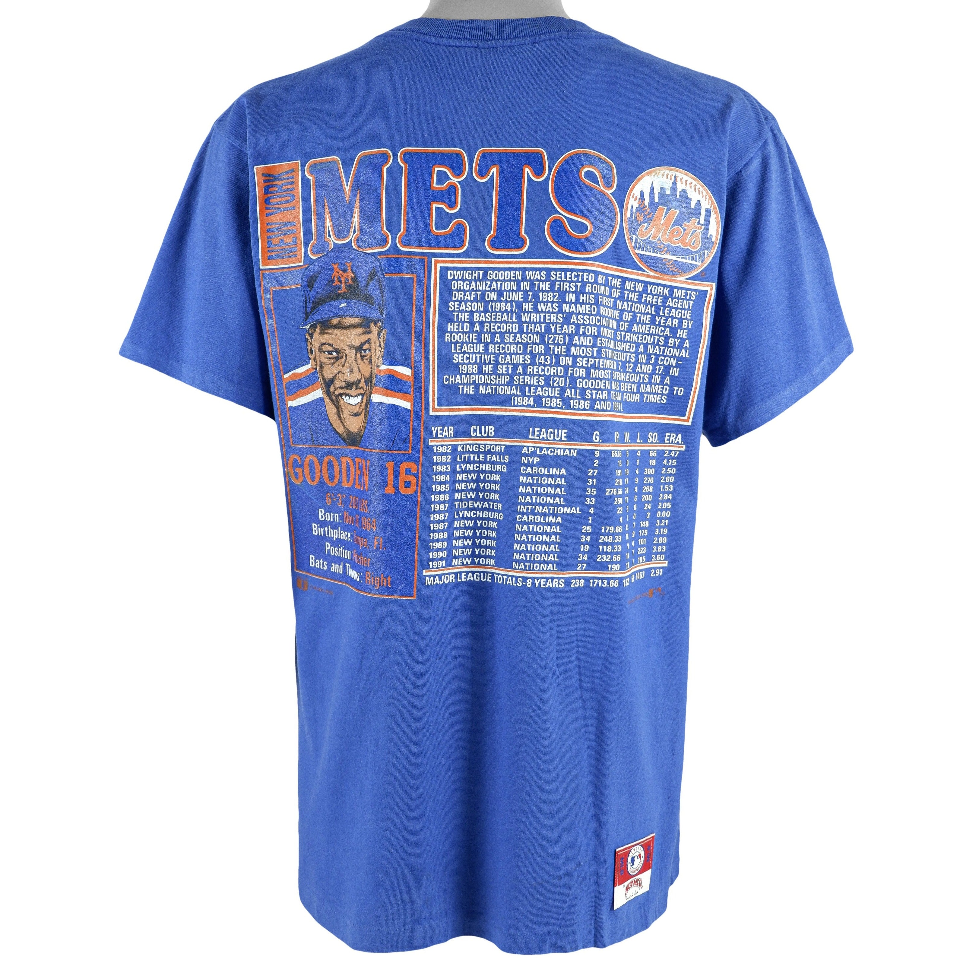 Vintage MLB (Nutmeg) - New York Mets Dwight Gooden #16 T-Shirt 1992 Medium  – Vintage Club Clothing