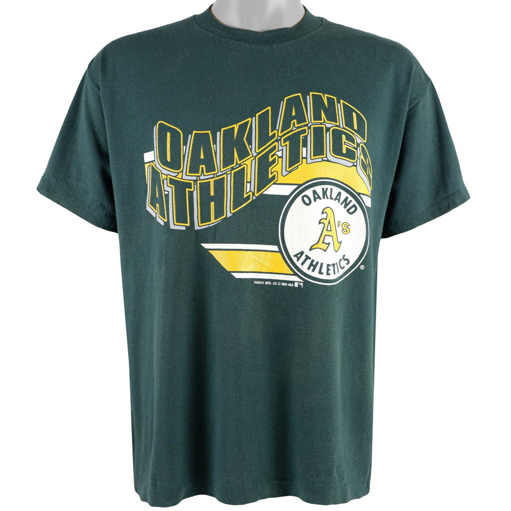 MLB (Trench) - Oakland Athletics Spell-Out T-Shirt 1989 Large