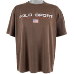 Ralph Lauren (Polo) - Brown Spell-Out T-Shirt 1990s X-Large Vintage Retro