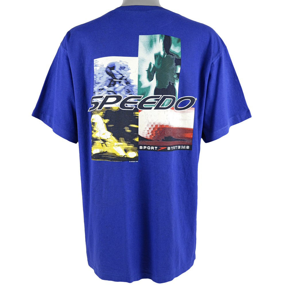 Speedo - Blue Big Logo T-Shirt 1998 Large Vintage Retro