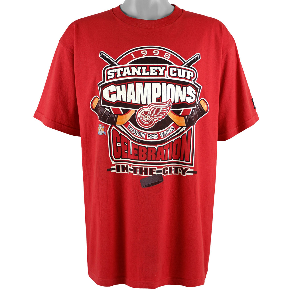 Starter - Detroit Red Wings Champions T-Shirt 1998 Large Vintage Retro Hockey