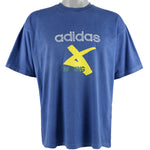 Adidas - Blue Training Big Logo T-Shirt 1990s X-Large