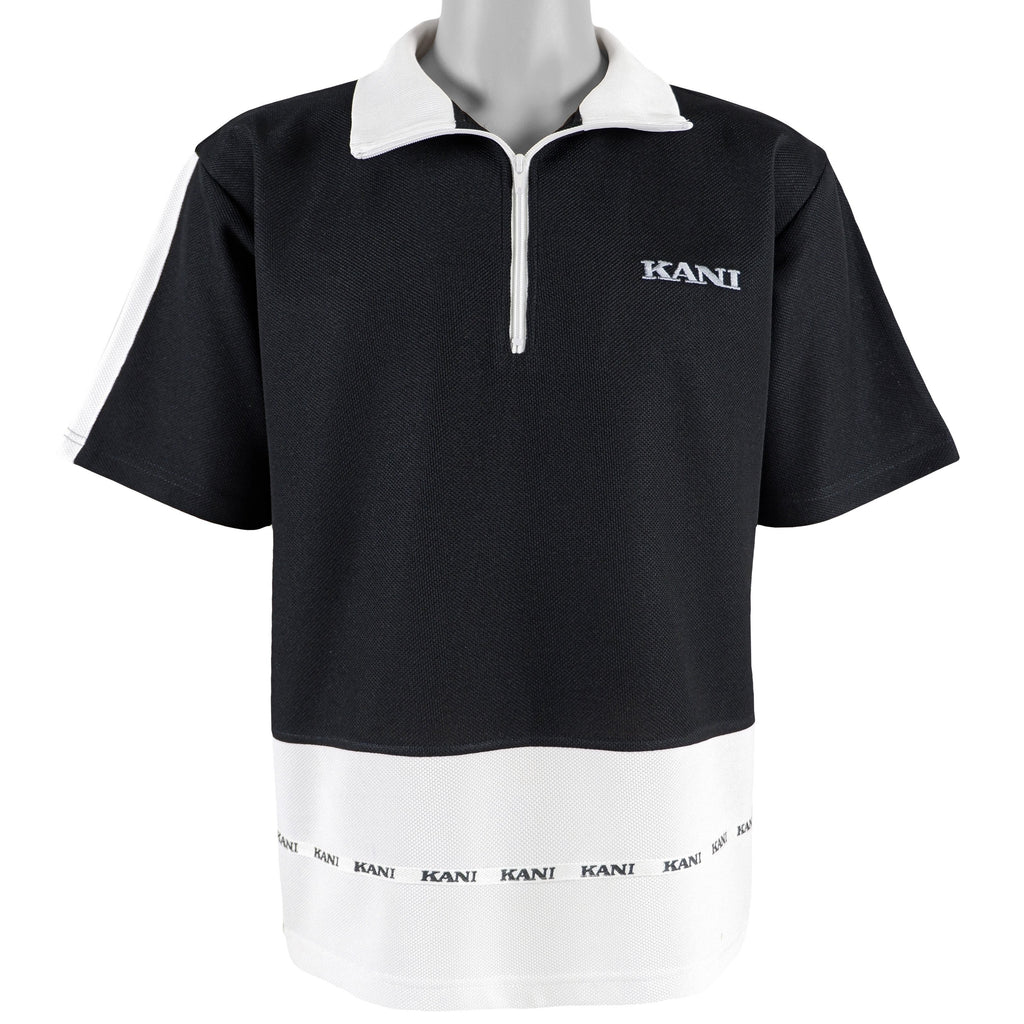 Karl Kani - Black & White Tape Logo T-Shirt 1990s Medium Vintage Retro
