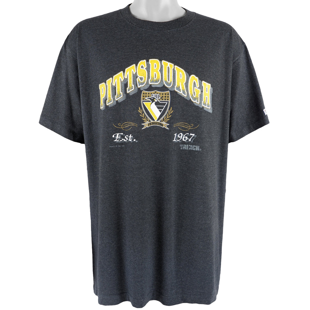 NHL (Trench) - Pittsburgh Penguins T-Shirt 1992 X-Large Vintage Retro Hockey