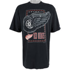 NHL (Logo 7) - Detroit Red Wings Big Logo T-Shirt 1990 Large Vintage Retro Hockey