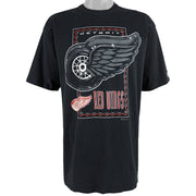NHL (Logo 7) - Detroit Red Wings Big Logo T-Shirt 1990 Large Vintage Retro Hockey